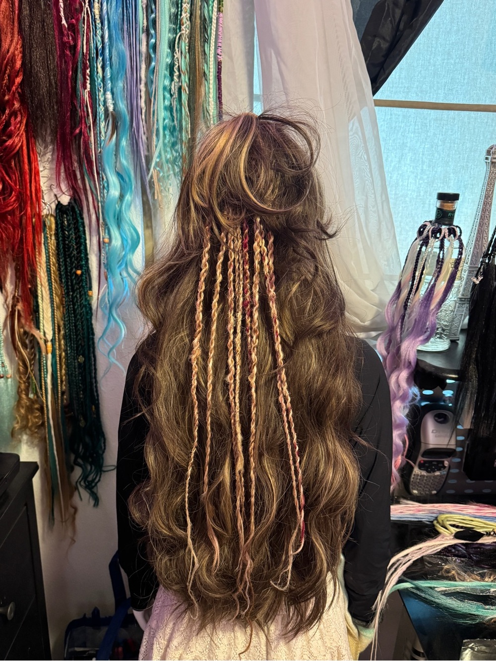 Viking Brown Hair with Blonde & Pink Braided Extensions – Women Hair